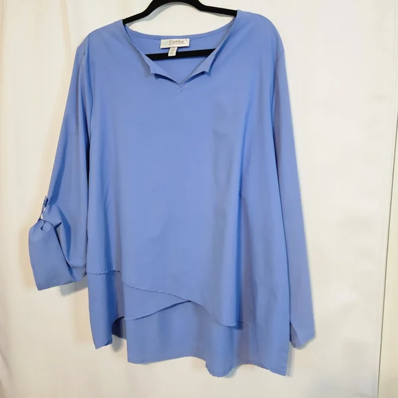 Coolibar Sky Blue Asymmetrical Tunic Top UPF50 Spring Summer Resort Vacation - Picture 4 of 15
